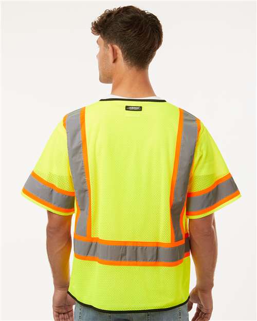 Unisex Class 3 Mesh Zippered Vest – On Model – Back