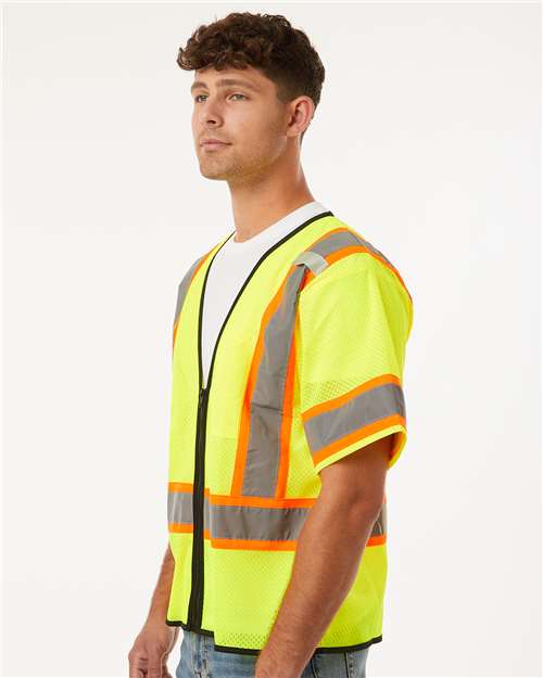 Unisex Class 3 Mesh Zippered Vest – On Model – Side