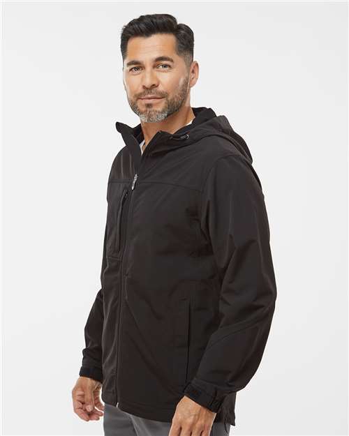 Men's Apex Soft Shell Hooded Jacket – On Model – Side