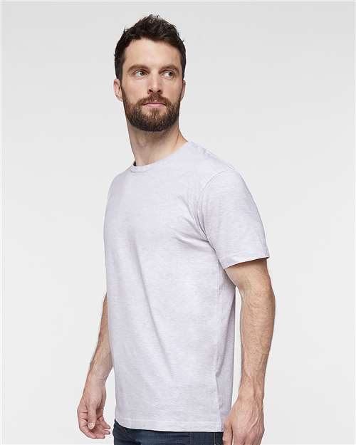 Unisex Fine Jersey Tee – On Model – Side