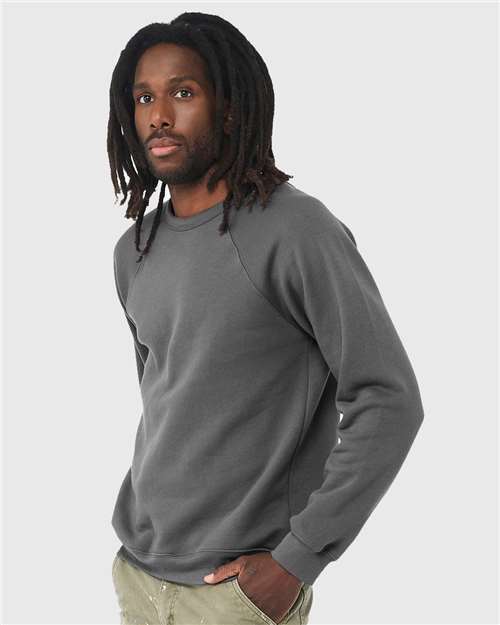 Unisex Sponge Fleece Raglan Crewneck Sweatshirt – On Model – Side