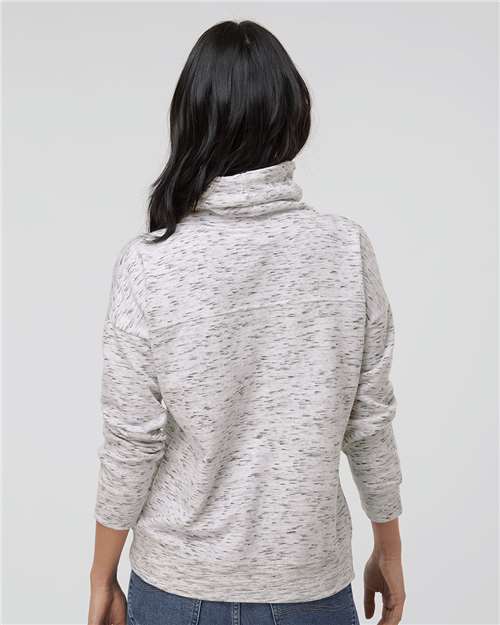 Women’s Mélange Fleece Cowl Neck Sweatshirt – On Model – Back