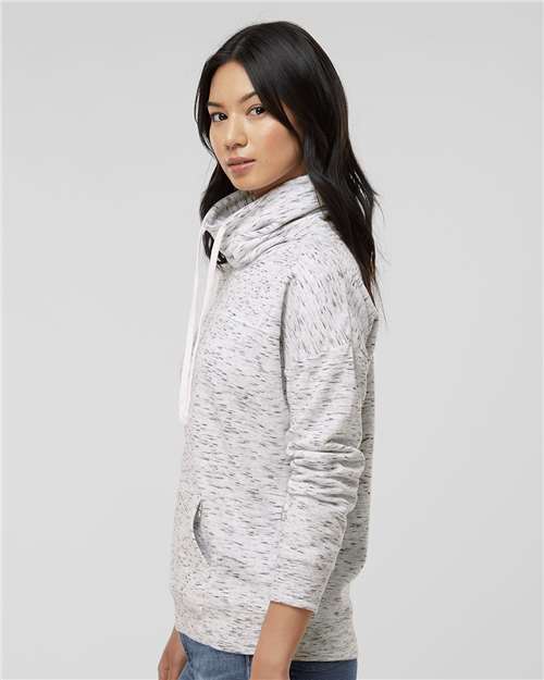 Women’s Mélange Fleece Cowl Neck Sweatshirt – On Model – Side