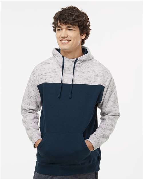 Men's Mélange Fleece Colorblocked Hooded Sweatshirt