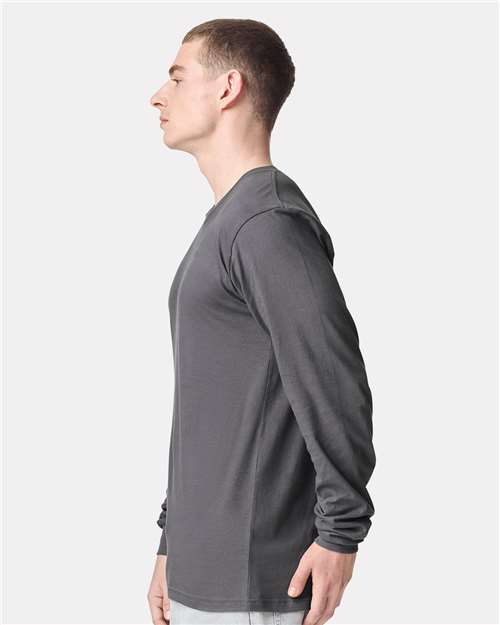 Unisex Fine Jersey Long Sleeve Tee – On Model – Side