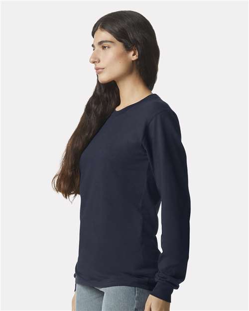 Unisex Fine Jersey Long Sleeve Tee – On Model – Side