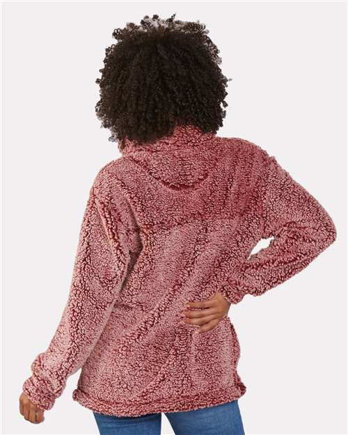 Unisex Sherpa Fleece Quarter-Zip Pullover – On Model – Back