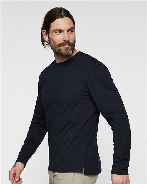 Unisex Fine Jersey Long Sleeve Tee – On Model – Side