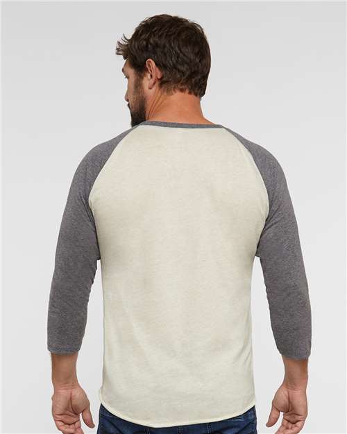 Unisex Baseball Fine Jersey Three-Quarter Sleeve Tee – On Model – Back