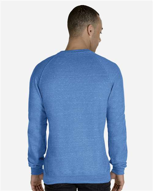 Unisex Snow Heather French Terry Crewneck Sweatshirt – On Model – Back