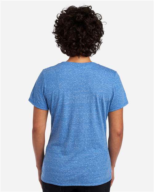 Women's Snow Heather Jersey V-Neck T-Shirt – On Model – Back