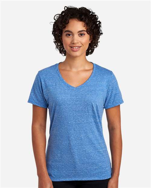 Women's Snow Heather Jersey V-Neck T-Shirt – On Model