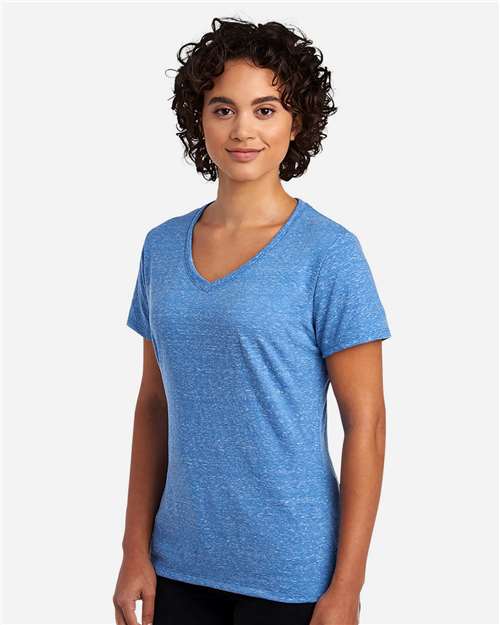 Women's Snow Heather Jersey V-Neck T-Shirt – On Model – Side