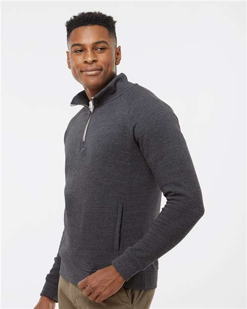 Men's Triblend Quarter-Zip Sweatshirt – On Model – Side