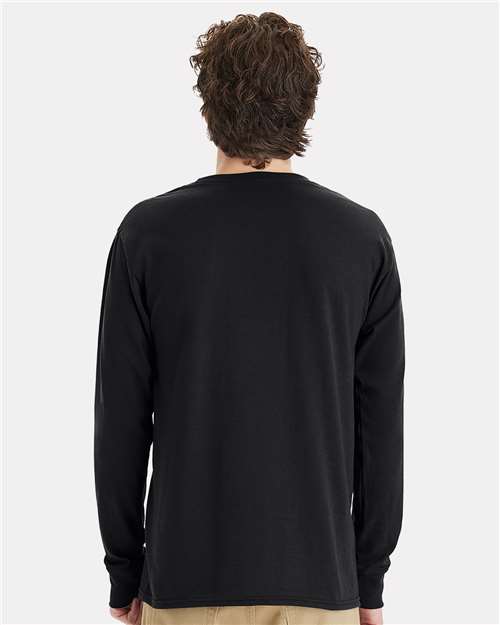 Unisex Workwear Long Sleeve Pocket T-Shirt – On Model – Back