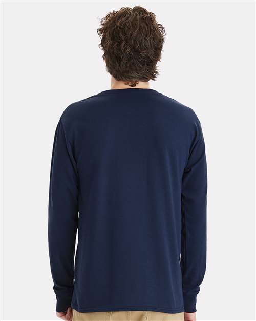 Unisex Workwear Long Sleeve Pocket T-Shirt – On Model – Back