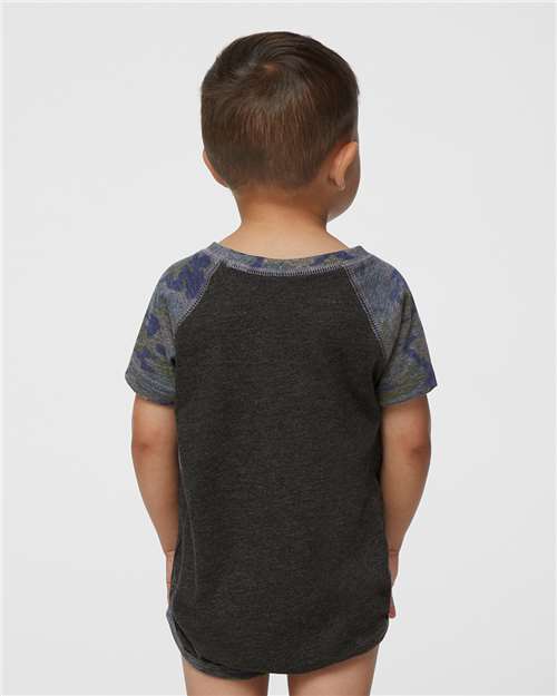 Infant Baseball Fine Jersey Bodysuit – On Model – Back