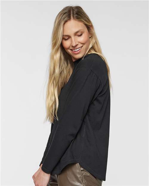 Women's Fine Jersey Long Sleeve Tee – On Model – Side