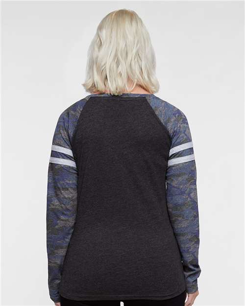 Women's Fine Jersey Mash Up Long Sleeve T-Shirt – On Model – Back
