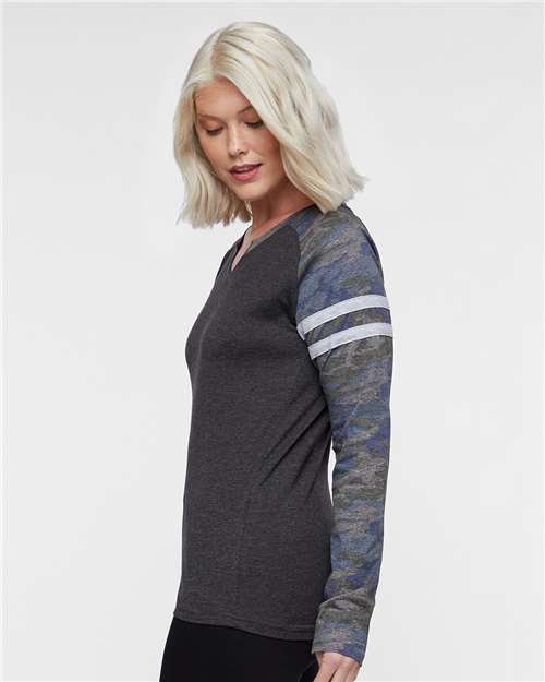 Women's Fine Jersey Mash Up Long Sleeve T-Shirt – On Model – Side