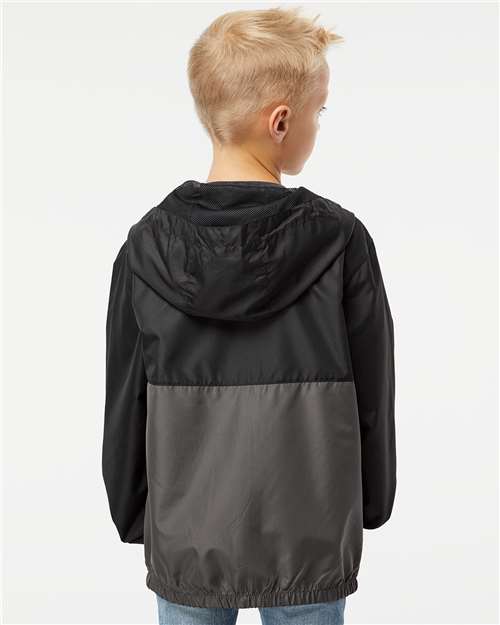 Youth Lightweight Windbreaker Full-Zip Jacket – On Model – Back