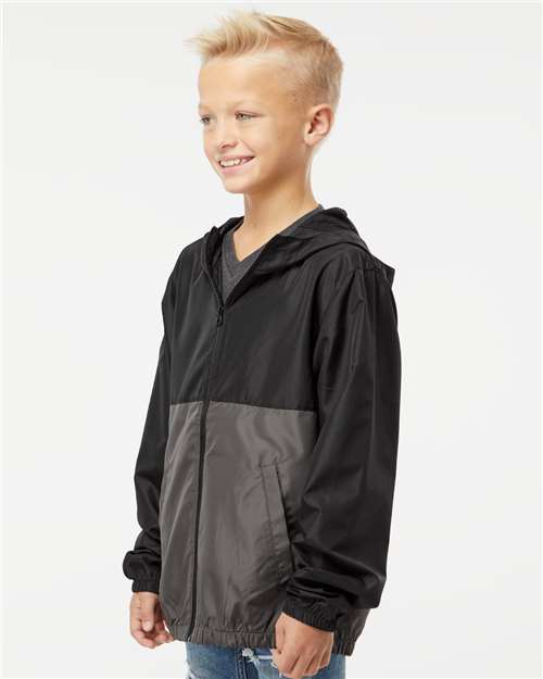 Youth Lightweight Windbreaker Full-Zip Jacket – On Model – Side