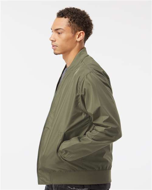 Unisex Lightweight Bomber Jacket – On Model – Side