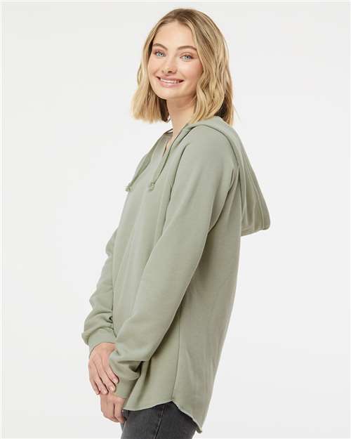 Women’s Lightweight California Wave Wash Hooded Sweatshirt – On Model – Side