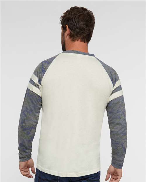 Unisex Fine Jersey Mash Up Long Sleeve Tee – On Model – Back