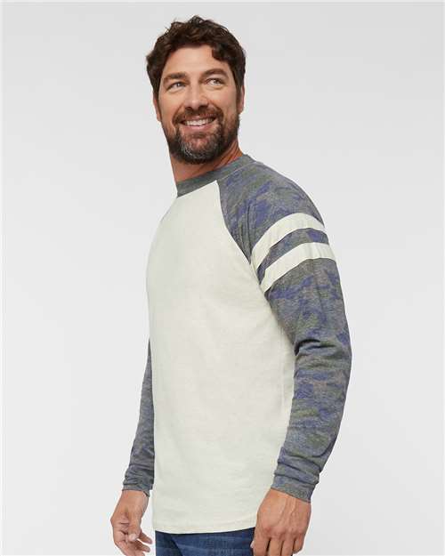 Unisex Fine Jersey Mash Up Long Sleeve Tee – On Model – Side