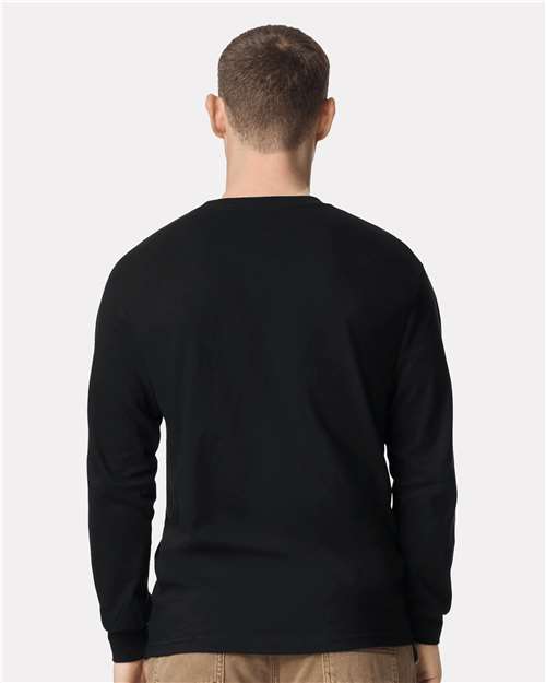 Unisex Heavyweight Cotton Long Sleeve Tee – On Model – Back