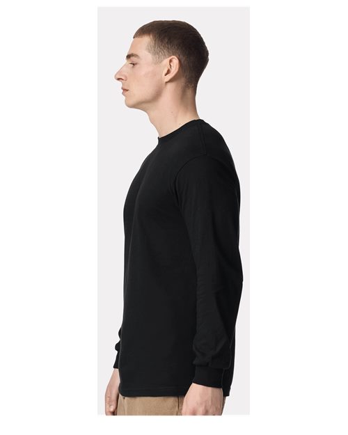 Unisex Heavyweight Cotton Long Sleeve Tee – On Model – Side