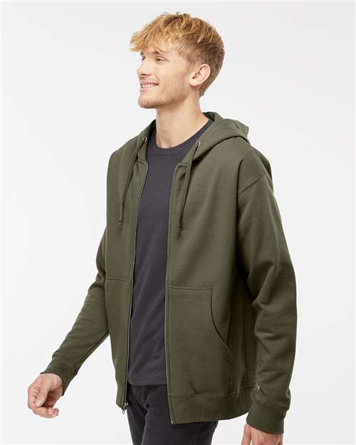 Unisex Midweight Full-Zip Hooded Sweatshirt – On Model – Side