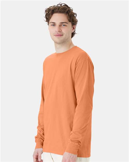 Unisex Garment-Dyed Long Sleeve T-Shirt – On Model – Side