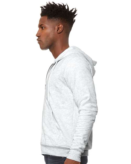 Unisex Sponge Fleece Full-Zip Hoodie Sweatshirt – On Model – Side