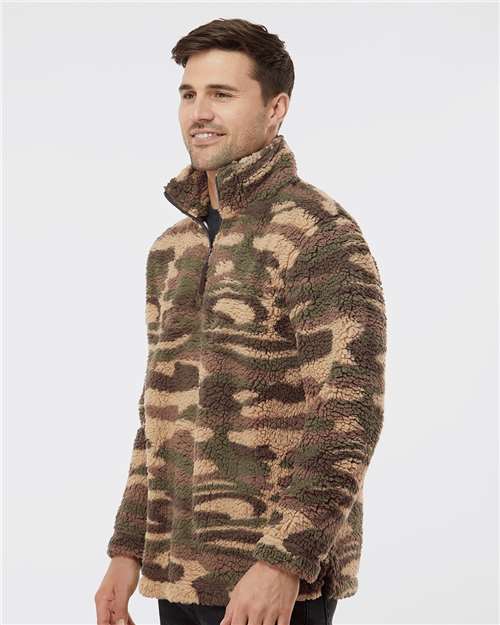 Unisex Sherpa Fleece Quarter-Zip Pullover – On Model – Side