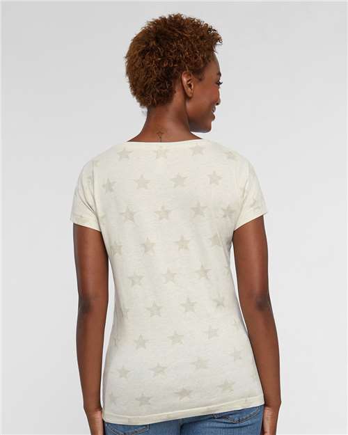 Women's Star Print Scoop Neck Tee – On Model – Back