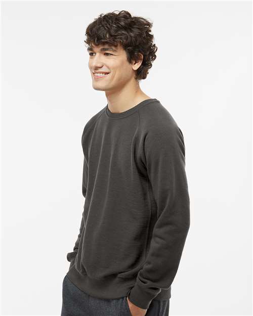 Men's Ripple Fleece Raglan Crewneck Sweatshirt – On Model – Side