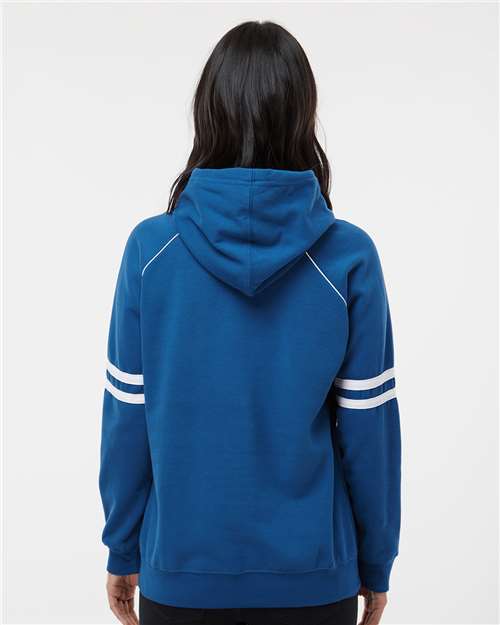 Women's Varsity Fleece Piped Hooded Sweatshirt – On Model – Back