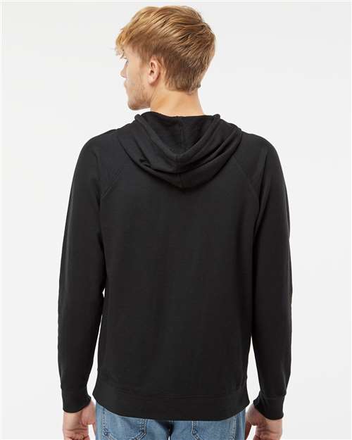Unisex Icon Lightweight Loopback Terry Hooded Sweatshirt – On Model – Back