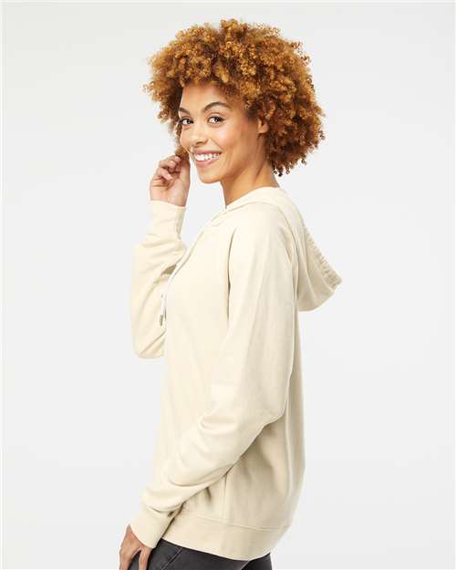 Unisex Icon Lightweight Loopback Terry Full-Zip Hooded Sweatshirt – On Model – Side