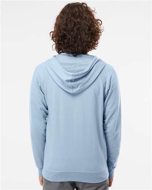 Unisex Icon Lightweight Loopback Terry Full-Zip Hooded Sweatshirt – On Model – Back