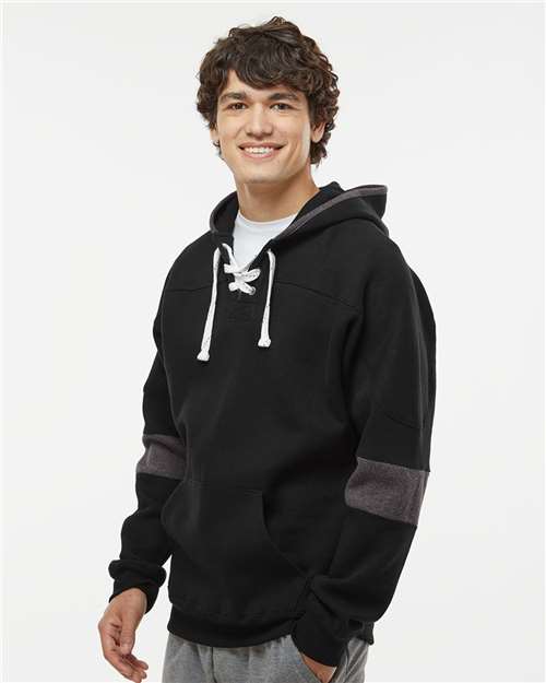 Men's Sport Lace Colorblocked Fleece Hooded Sweatshirt – On Model – Side