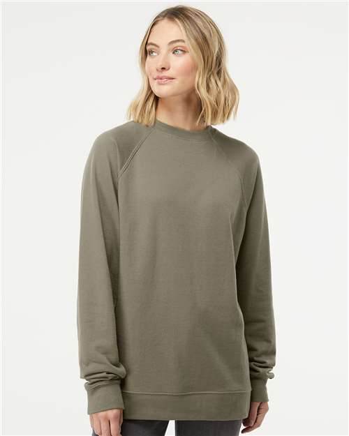 Unisex Icon Lightweight Loopback Terry Crewneck Sweatshirt – On Model