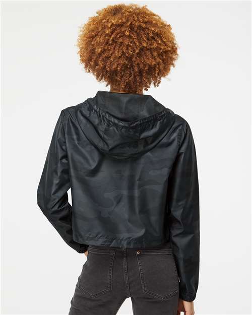 Women's Lightweight Quarter-Zip Pullover Crop Windbreaker – On Model – Back