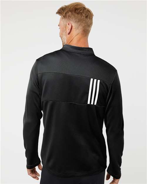 Men's 3-Stripes Double-Knit Quarter-Zip Pullover – On Model – Back
