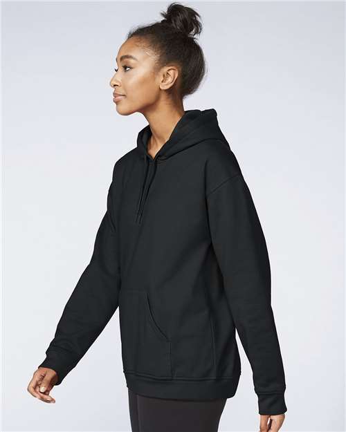 Unisex Softstyle® Midweight Hooded Sweatshirt – On Model – Side