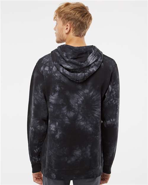 Unisex Midweight Tie-Dyed Hooded Sweatshirt – On Model – Back