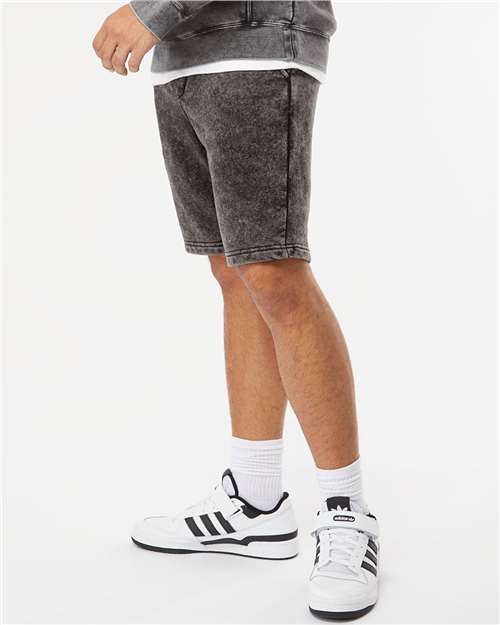 Unisex Mineral Wash Fleece Shorts – On Model – Side