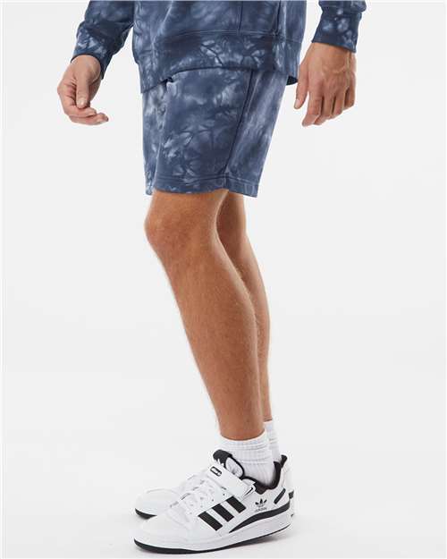 Unisex Tie-Dyed Fleece Shorts – On Model – Side